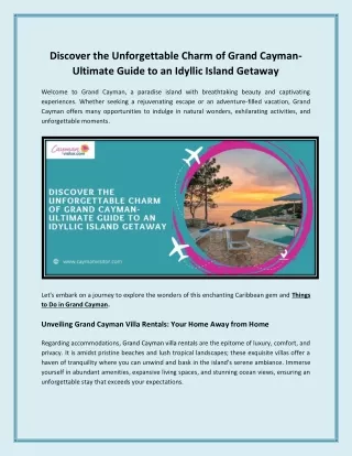 Discover the Unforgettable Charm of Grand Cayman- Ultimate Guide to an Idyllic Island Getaway