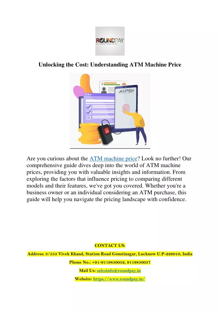 unlocking the cost understanding atm machine price