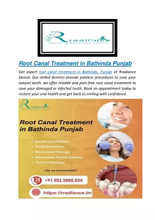 Root Canal Treatment in Bathinda Punjab