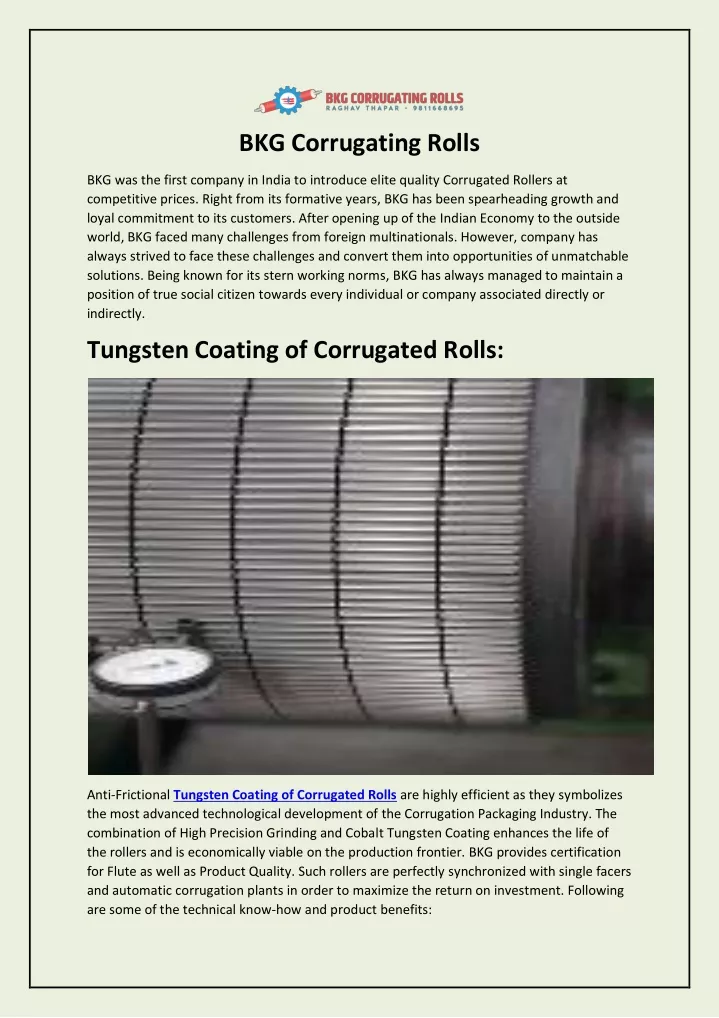 bkg corrugating rolls