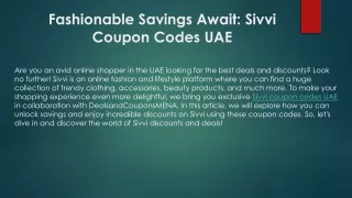 Sivvi Coupon Code UAE 2023