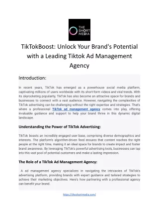 Tiktok Ad Management Agency