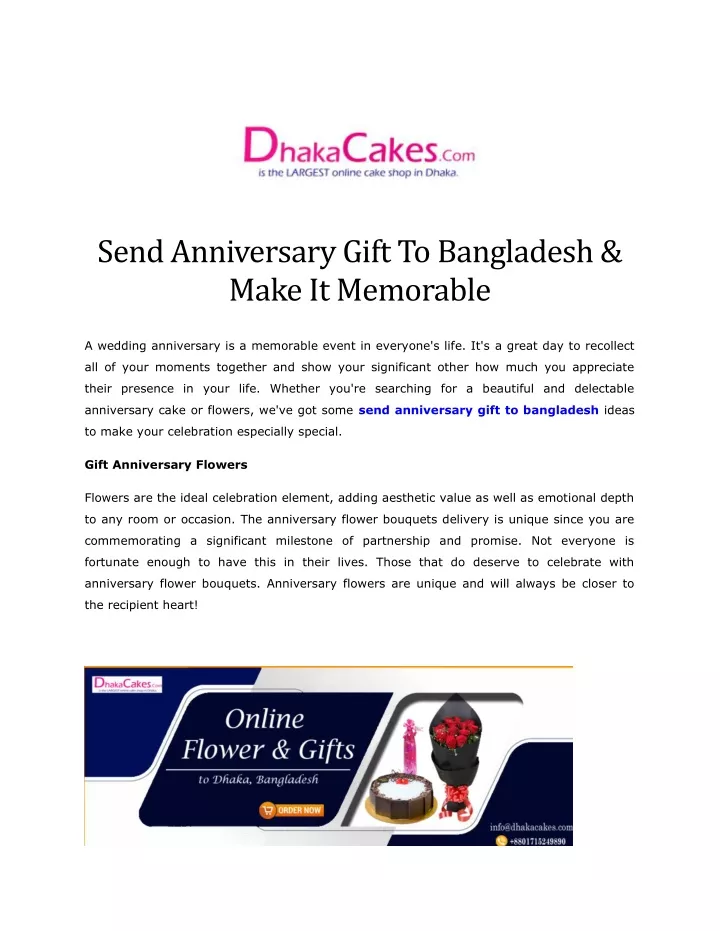 send anniversary gift to bangladesh make