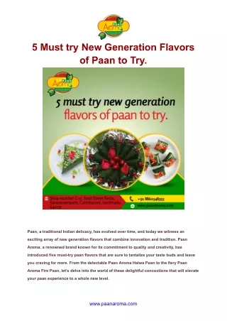 5 Must try New Generation Flavors of Paan to Try
