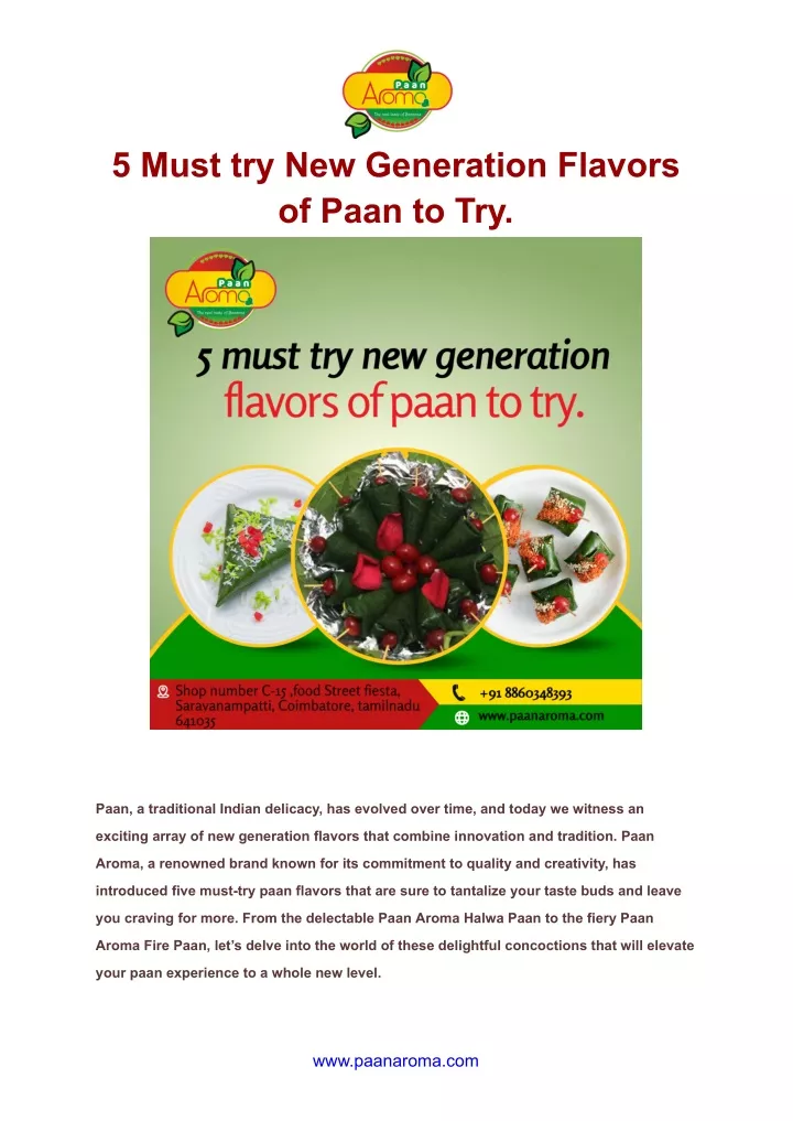 5 must try new generation flavors of paan to try