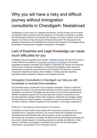 Why you will have a risky and difficult journey without immigration consultants in Chandigarh- Nestabroad Immigration