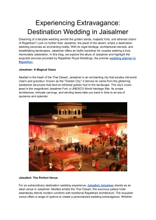 Experiencing Extravagance_ Destination Wedding in Jaisalmer