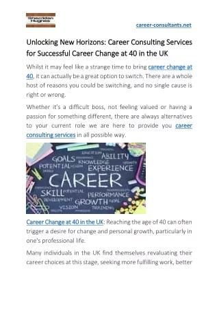 Unlocking New Horizons Career Consulting Services for Successful