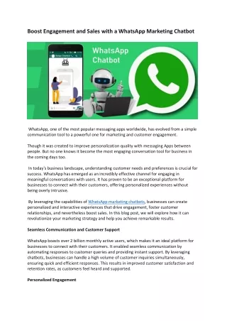 Boost Engagement and Sales with a WhatsApp Marketing Chatbot