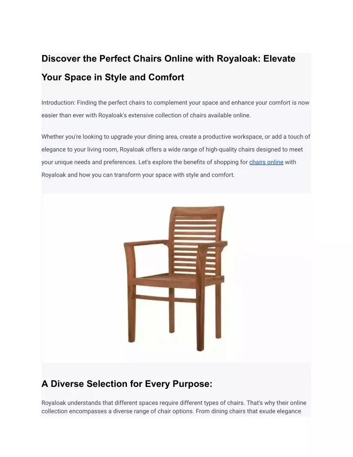 discover the perfect chairs online with royaloak