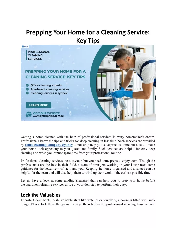 prepping your home for a cleaning service key tips
