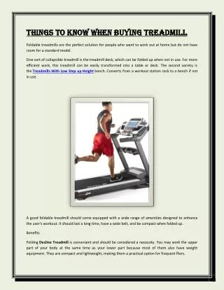 Things to Know When Buying Treadmill
