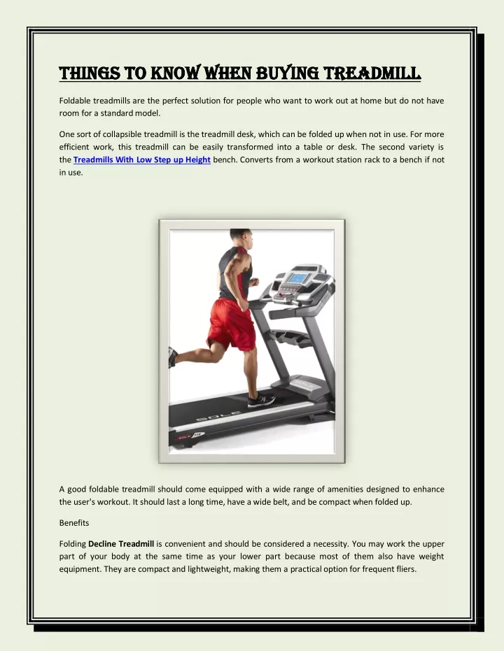 things to know when buying treadmill things