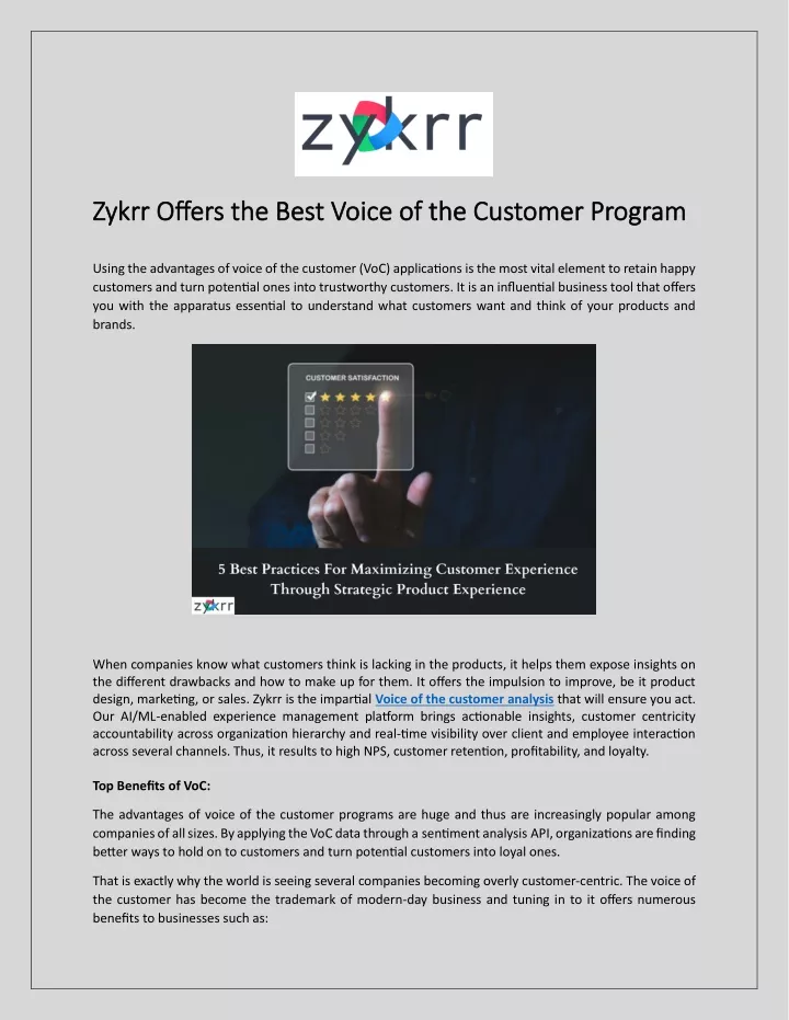 zykrr offers the best voice of the customer