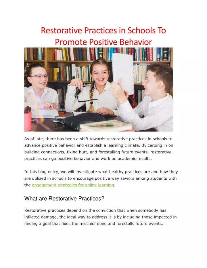 restorative practices in schools to promote