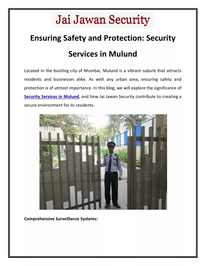 ensuring safety and protection security