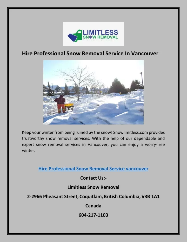 hire professional snow removal service