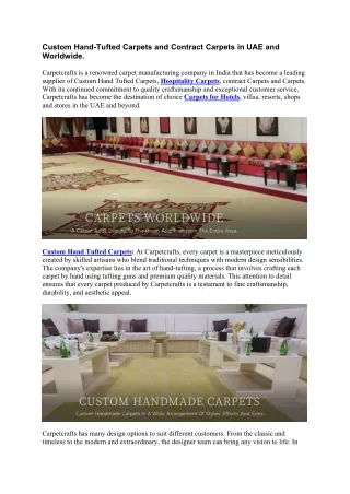 Custom Hand-Tufted Carpets and Contract Carpets in UAE and Worldwide