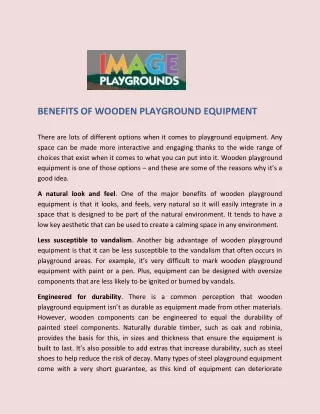 benefits of wooden playground equipment