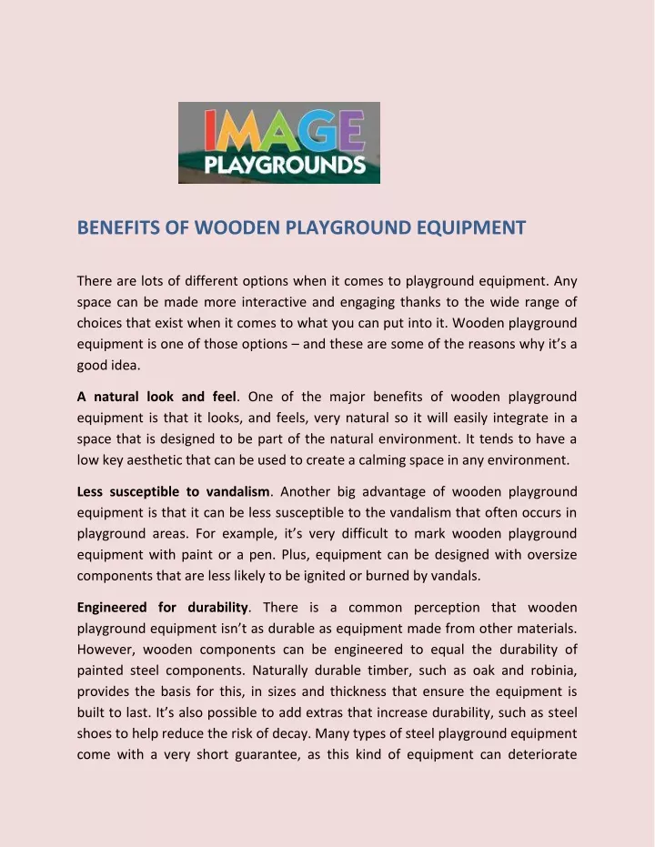 benefits of wooden playground equipment