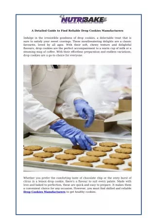 A Detailed Guide to Find Reliable Drop Cookies Manufacturers