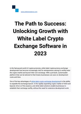 The Path to Success_ Unlocking Growth with White Label Crypto Exchange Software in 2023