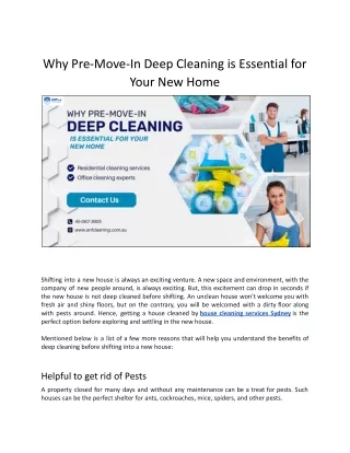 Why Pre-Move-In Deep Cleaning is Essential for Your New Home