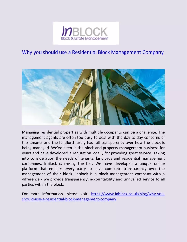 why you should use a residential block management