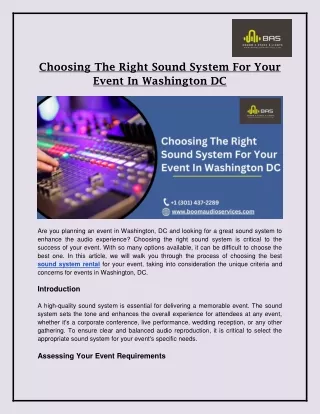 Choosing The Right Sound System For Your Event In Washington DC