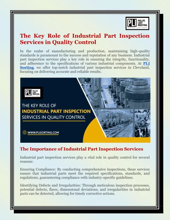 the key role of industrial part inspection