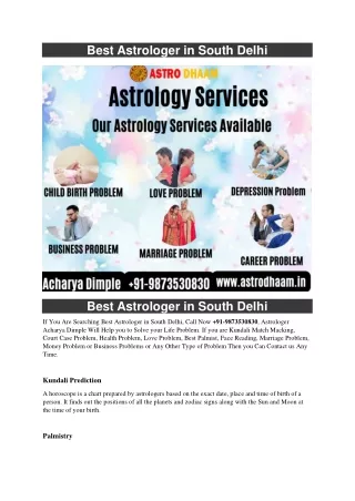 Best Astrologer in South Delhi  91-9873530830