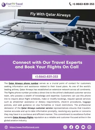 Qatar Airways Flights, Connect With Our Experts  1-866-383-9353