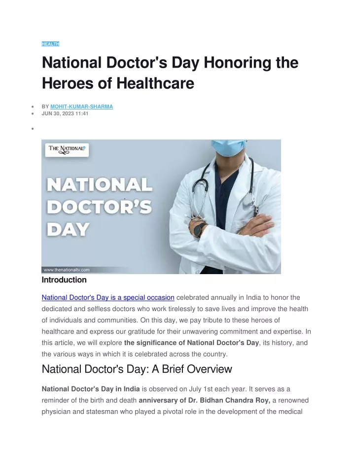 health national doctor s day honoring the heroes