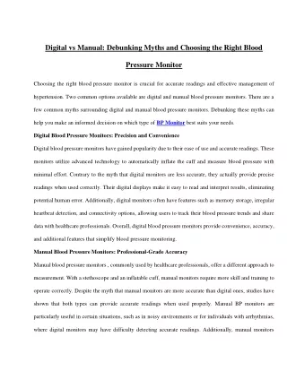 Digital vs Manual_ Debunking Myths and Choosing the Right Blood Pressure Monitor