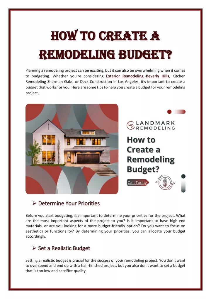 how to create a how to create a remodeling budget