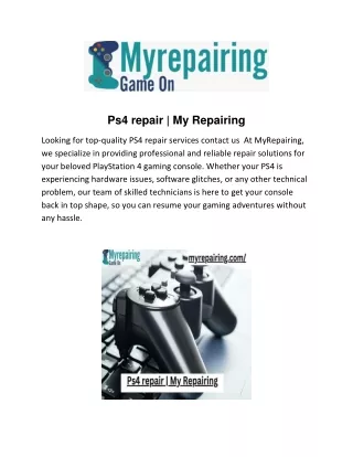 Ps4 repair | My Repairing