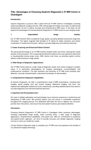 title advantages of choosing sanjivini diagnostic