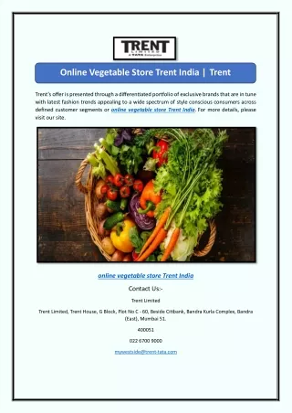 Online Vegetable Store Trent India | Trent