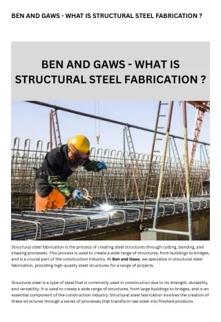 BEN AND GAWS - WHAT IS STRUCTURAL STEEL FABRICATION