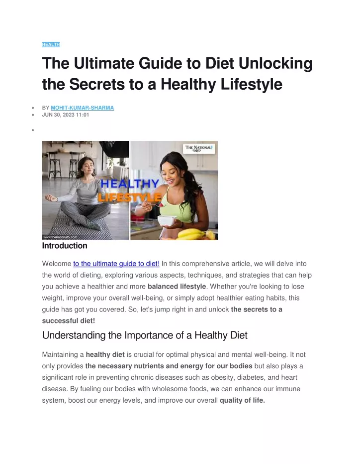 health the ultimate guide to diet unlocking