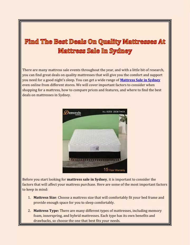 there are many mattress sale events throughout