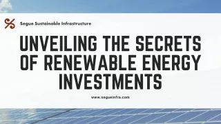 Unveiling the Secrets of Renewable Energy Investments - Segue Sustainable Infras