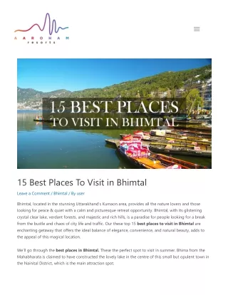 15 Best Places To Visit in Bhimtal
