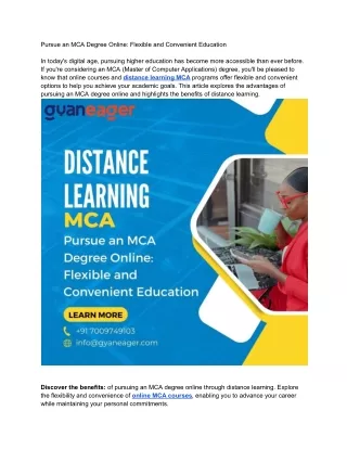 pursue an mca degree online flexible