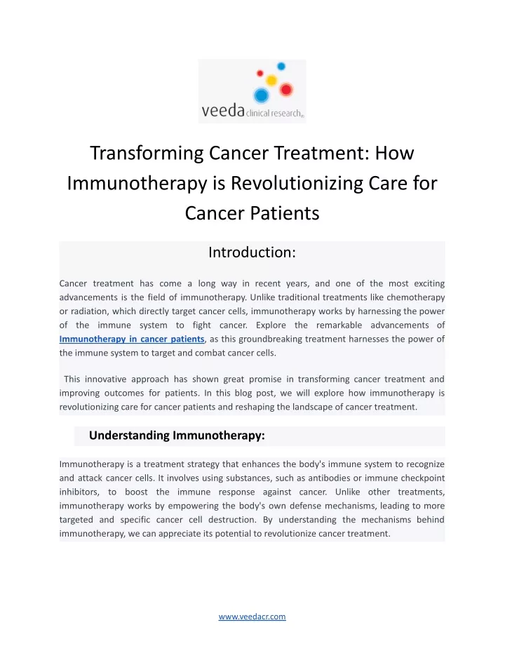 transforming cancer treatment how immunotherapy