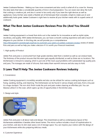 How Technology Is Changing How We Treat Jeetee Cookware Reviews