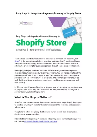 Easy Steps to Integrate a Payment Gateway in Shopify Store