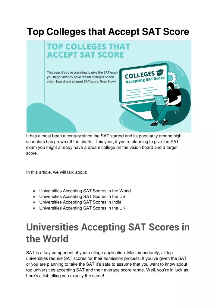 top colleges that accept sat score