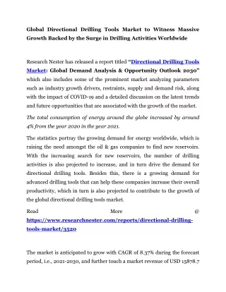 global directional drilling tools market