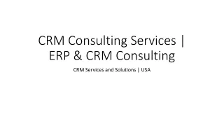 CRM Consulting Services | ERP & CRM Consulting | CRM Services and Solutions | US